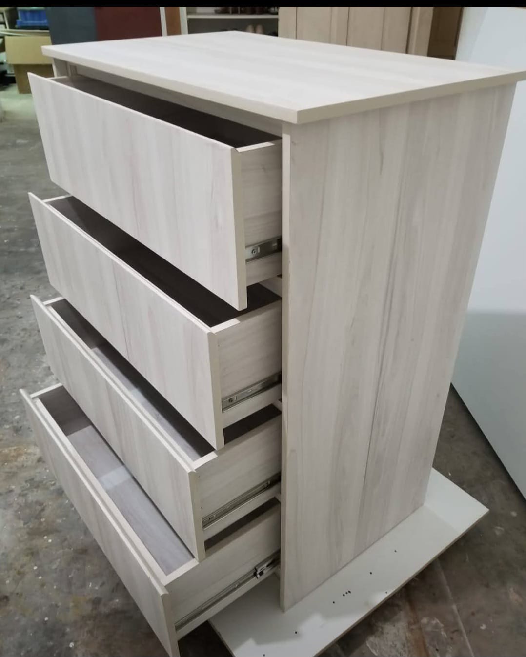 Light oak dresser, drawers open