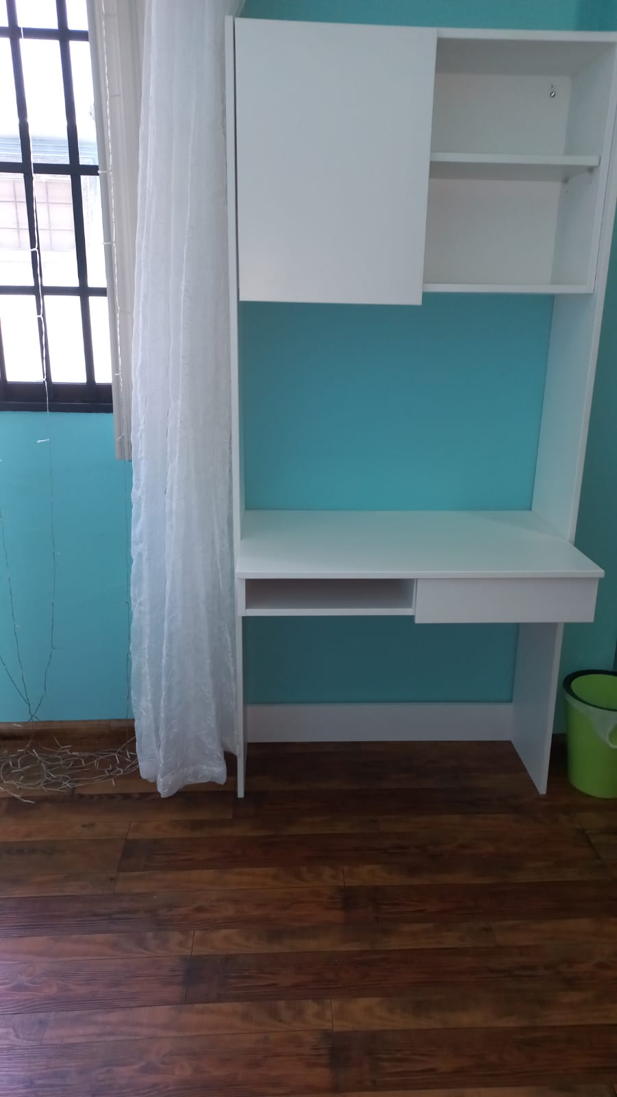 White built-in closet and desk combo unit